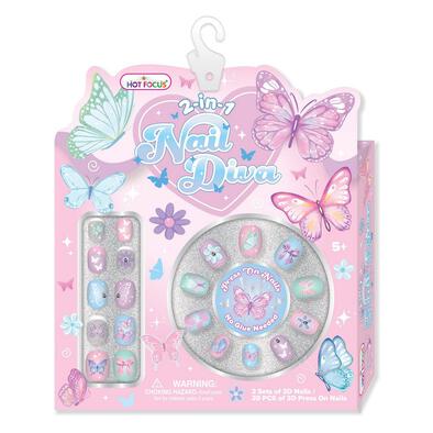Hot Focus 2 in 1 Nail Diva Tie Dye Butterfy Manicure Nail Art Sticker