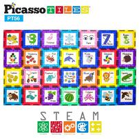 Picasso Tiles 56pcs Magnetic Tiles Fundamental & Cognition Set