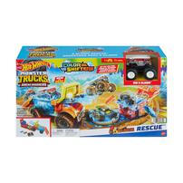 Hot Wheels Monster Trucks Arena Smashers Color Shifters 5-Alarm Rescue Playset