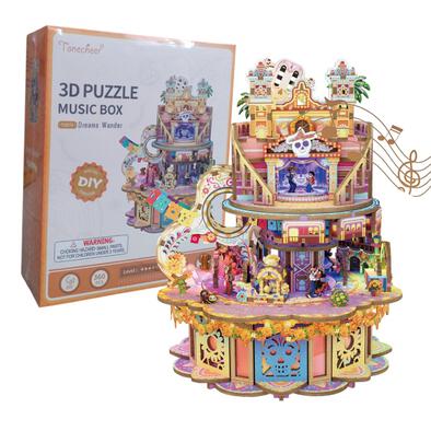 Tonecheer Dreams Wander Rotating Music Box DIY Wooden Musical Movement Box