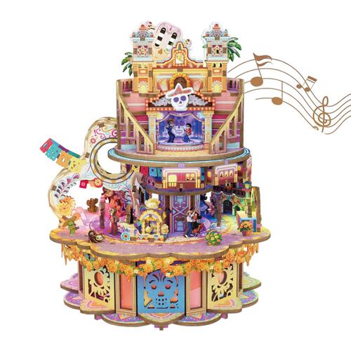 Tonecheer Dreams Wander Rotating Music Box DIY Wooden Musical Movement Box
