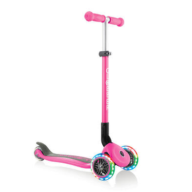 Globber Primo Foldable Lights Sky Neon Pink Scooter