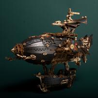 HowCat MFantasy Grey Airship DIY 3D Wooden & Paper Puzzle