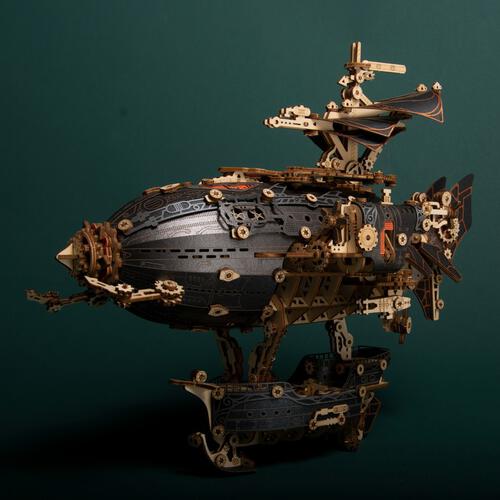 HowCat MFantasy Grey Airship DIY 3D Wooden & Paper Puzzle
