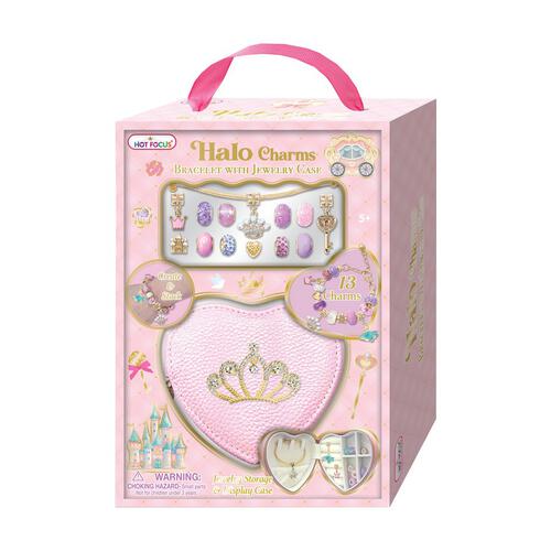 Hot Focus Halo Charms Bracelet & Jewelry Case Princess Fashion Jewelry Accessories