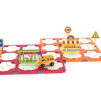 Picasso Tiles 60pcs Race Car Track Builder Playset with School Bus