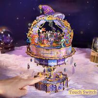 Tonecheer Magician Show Rotating Music Box DIY Wooden Musical Movement Box