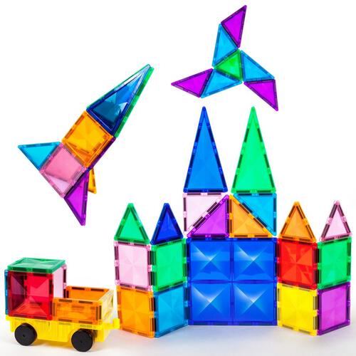 Picasso Tiles 63pcs Magnetic Tiles in Blister with car base