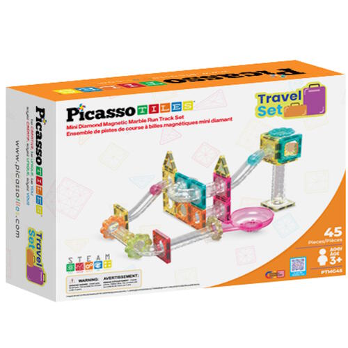 Picasso Tiles 45pcs Mini Diamond Magnetic Marble Run Track Set