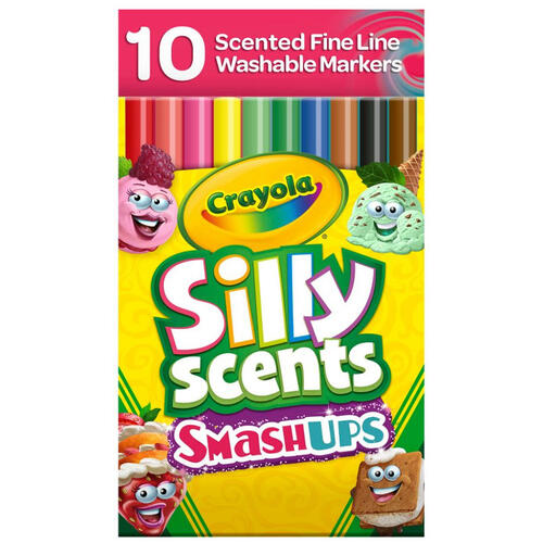 Crayola 10 Ct Silly Scents Smashups Washable Slim Markers