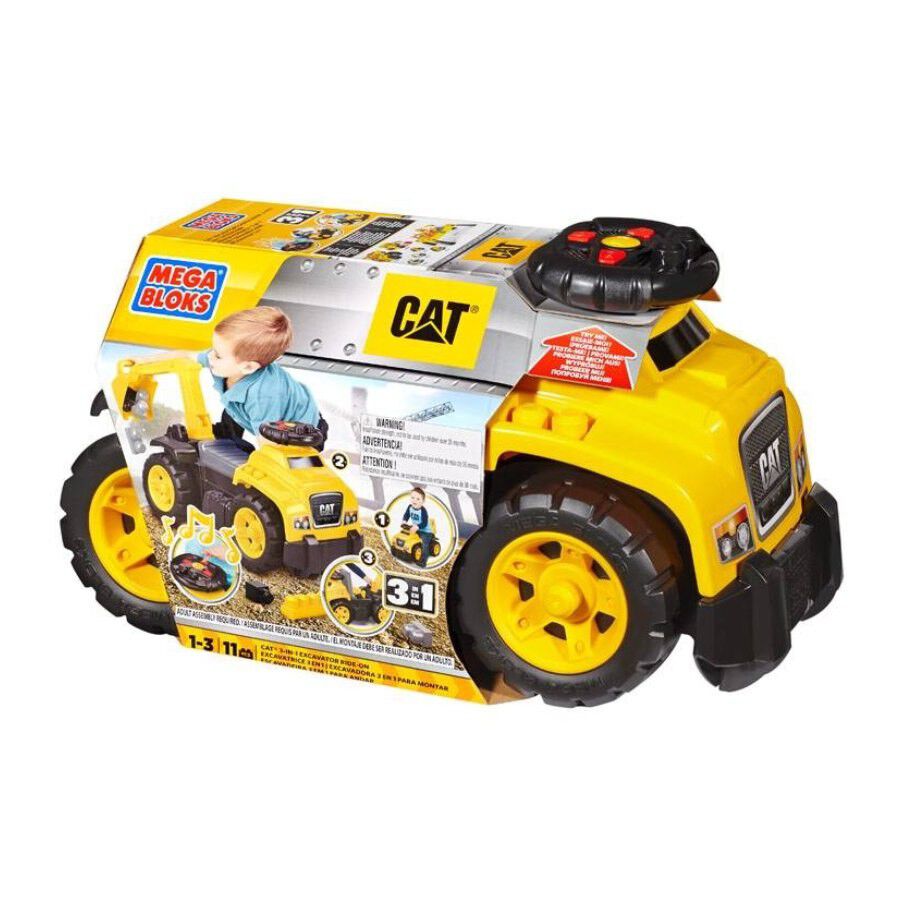 Mega Bloks CAT 3 in 1 Ride On Caterpillar with Excavator TOY NEW FREE SHIPPING 