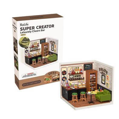 Robotime Rolife Super Creator Leisurely Cheers Bar Plastic DIY Miniature House