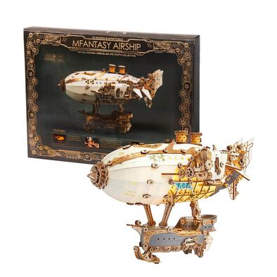 HowCat MFantasy White Airship DIY 3D Wooden & Paper Puzzle