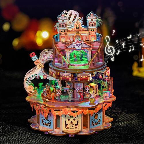 Tonecheer Dreams Wander Rotating Music Box DIY Wooden Musical Movement Box