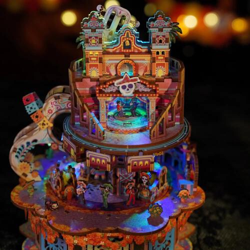 Tonecheer Dreams Wander Rotating Music Box DIY Wooden Musical Movement Box