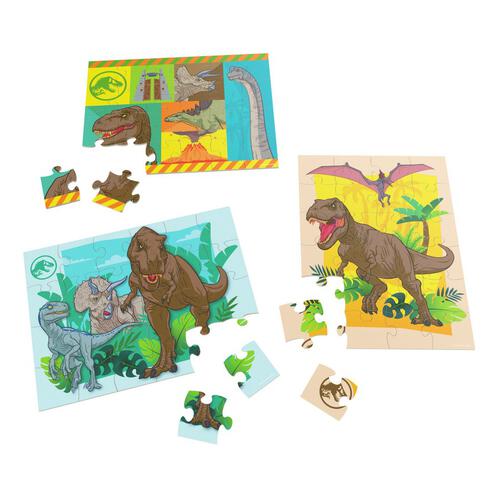 Cardinal Games Jurassic World 24pcs 3 Wood Puzzles