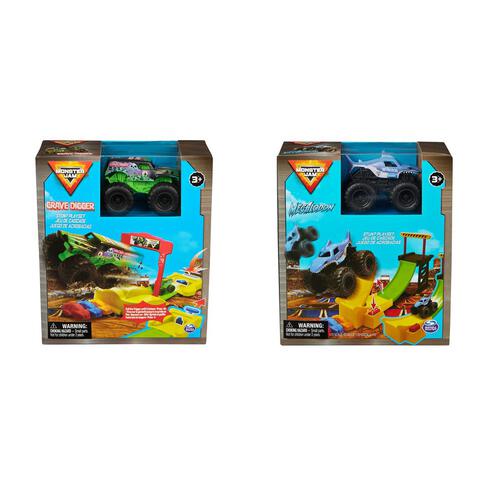 Monster Jam 1:72 Mini Playset (Megalodon & Grave Digger) - Assorted