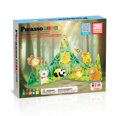 Picasso Tiles 26pcs Forest Animal Set with 8 Action Figures