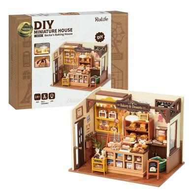 Robotime Rolife Becka's Baking House DIY Wooden Miniature Dollhouse