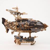 HowCat MFantasy Grey Airship DIY 3D Wooden & Paper Puzzle