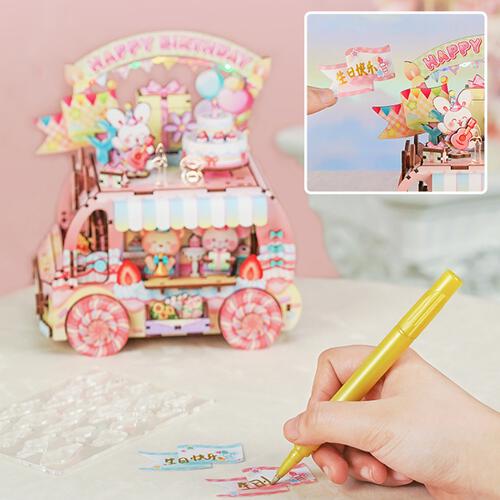 Tonecheer Birthday Party Rotating Music Box DIY Wooden Musical Movement Box