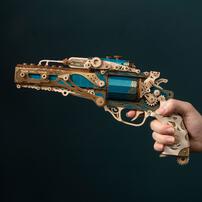 HowCat Steampunk Revolver Blue DIY 3D Wooden & Paper Puzzle