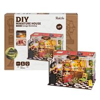 Robotime Rolife Garage Workshop DIY Wooden Miniature Dollhouse