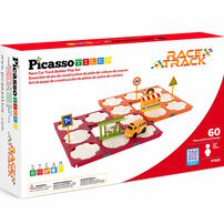 Picasso Tiles 60pcs Race Car Track Builder Playset with School Bus