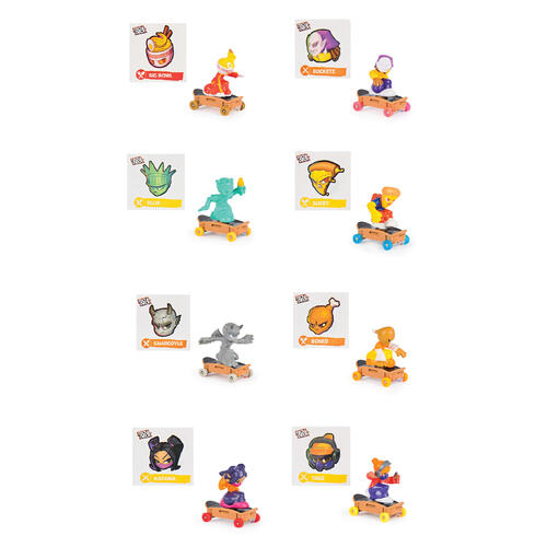 Teck Deck Free Riders Collectible Mini Skateboard Figure M01- Assorted