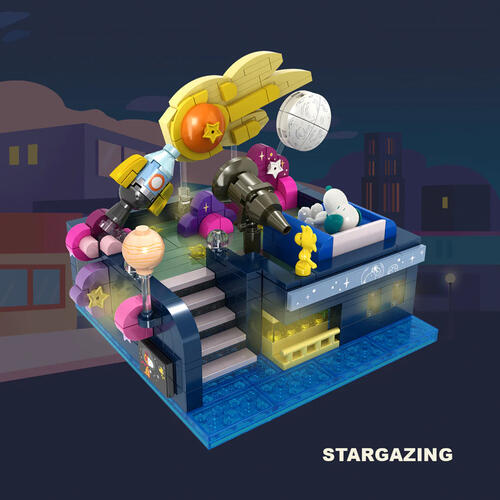 Peanuts Building Blocks Night Light - Rooftop After Dark (Stargazing)