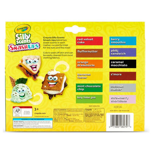 Crayola 12 Ct Silly Scents Smashups Washable Chisel Tip Markers