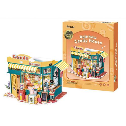 Robotime Rolife DIY Wooden Miniature Dollhouse Rainbow Candy House