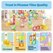 Picasso Tiles 100pcs Magnetic Marble Run Travel Size with Launcher