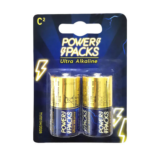 Power Packs Ultra Alkaline C Battery 2 Pieces