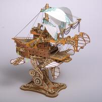 HowCat MFANTASY Around the World in 80 Days Airship DIY 3D Wooden & Paper Puzzle