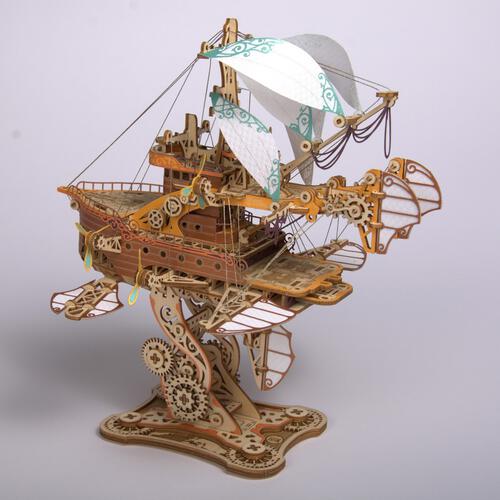 HowCat MFANTASY Around the World in 80 Days Airship DIY 3D Wooden & Paper Puzzle