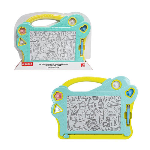 playpop 12 inches Lime Magnetic Drawing Board With Stamps & Pen
