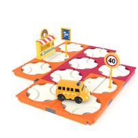 Picasso Tiles 60pcs Race Car Track Builder Playset with School Bus