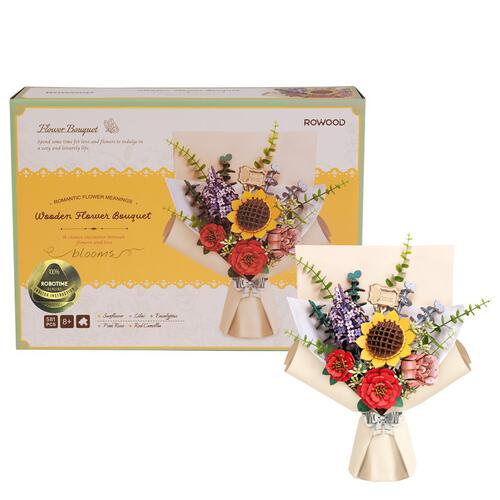 Robotime Rowood DIY Wooden Flower Bouquet 3D Wooden Flower Puzzle
