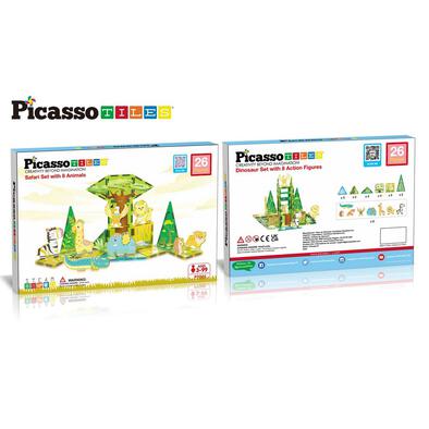 Picasso Tiles 26pcs Safari Theme with 8 Action Figures