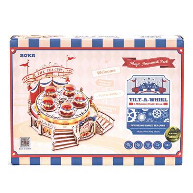Robotime Rokr DIY Music Box Tilt-A-Whirl 3D Wooden Building Block Amusement Park