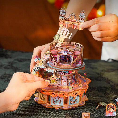 Tonecheer Dreams Wander Rotating Music Box DIY Wooden Musical Movement Box