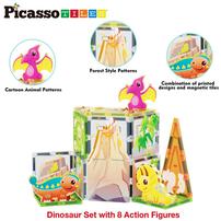 Picasso Tiles 26pcs Dino Theme with 8 Action Figures