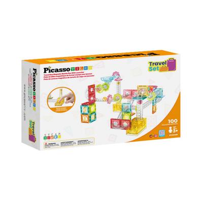 Picasso Tiles 100pcs Magnetic Marble Run Travel Size with Launcher