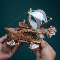 HowCat MFANTASY Around the World in 80 Days Airship DIY 3D Wooden & Paper Puzzle