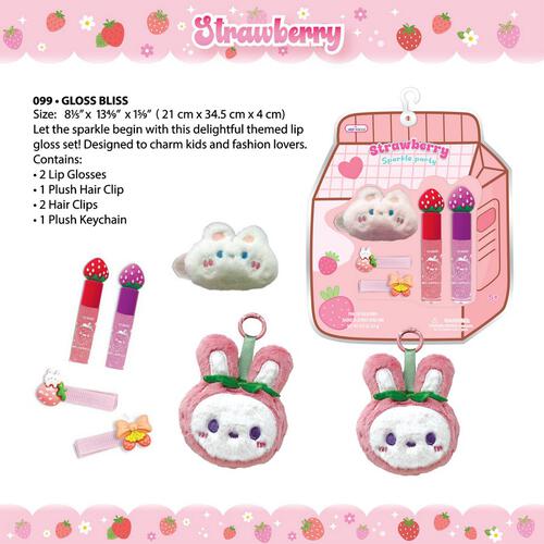 Hot Focus Sparkle Party Strawberry Beauty Kit Washable Non-Toxic Makeup Toy Set