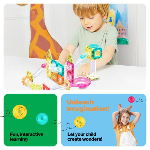 Picasso Tiles 45pcs Mini Diamond Magnetic Marble Run Track Set