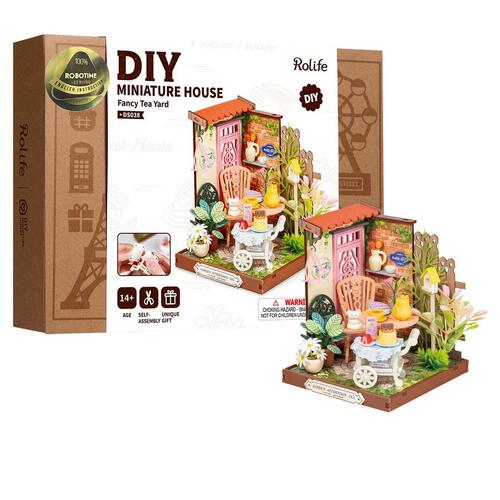 Robotime Rolife Fancy Tea Yard DIY Wooden Miniature Dollhouse
