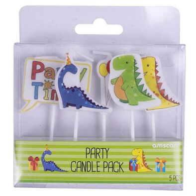 Party Candle Pack 5 Pieces Dinosaurs