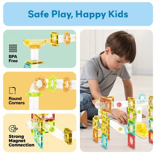 Picasso Tiles 100pcs Magnetic Marble Run Travel Size with Launcher